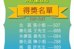 里民提問第二週7/21-7/27得獎名單